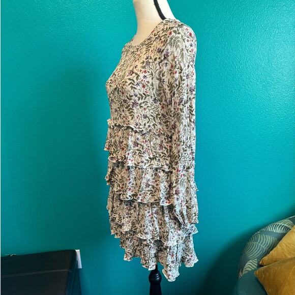 Urban Outfitters Cream Botanical Floral Tiered Dress Women's Small - Picture 4 of 11